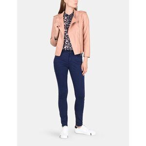 Armani Exchange Pink Faux Leather Flat-Front Moto Jacket Women's Size XS